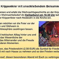 Krippenfeier mit anschl. Beisammensein